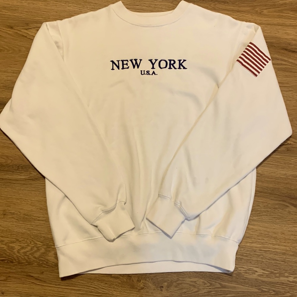 white brandy melville new york hoodie